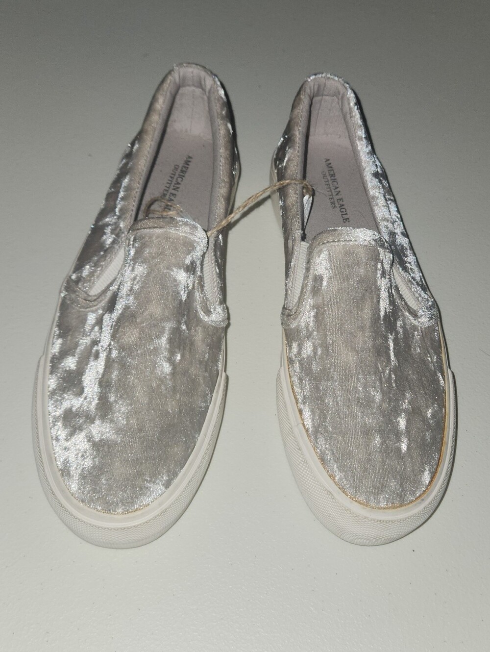 American Eagle Outfitters Silver Velvet Slip-On Sneakers Size 8